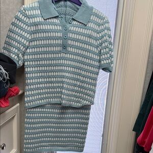 Bagatelle Teal and White Skirt Set